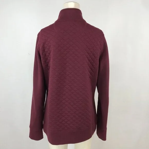 L.L. BEAN - MEN'S MEDIUM - MAROON LONG SLEEVE 1/4 ZIP QUILTED SWEATSHIRT - Picture 5 of 7